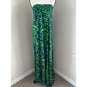 Escapada Maria Convertible Dress Maxi Navy Emerald IKAT color Sz M